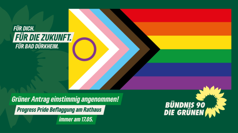Progress Pride Beflaggung immer am 17.05. am Bad Dürkheimer Rathaus
